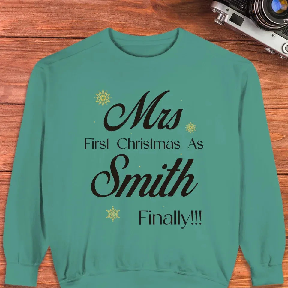 Our First Christmas - Custom Name - Personalized Gift For Couples - Unisex Sweater