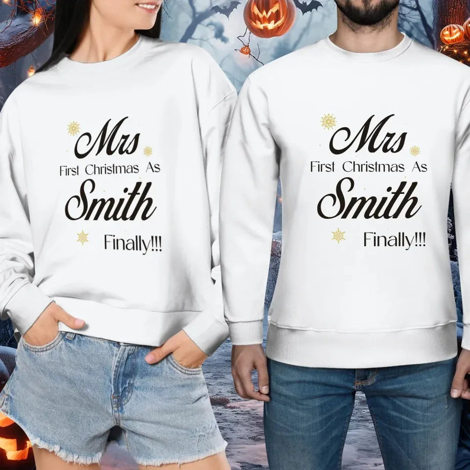 Our First Christmas - Custom Name - Personalized Gift For Couples - Unisex Sweater