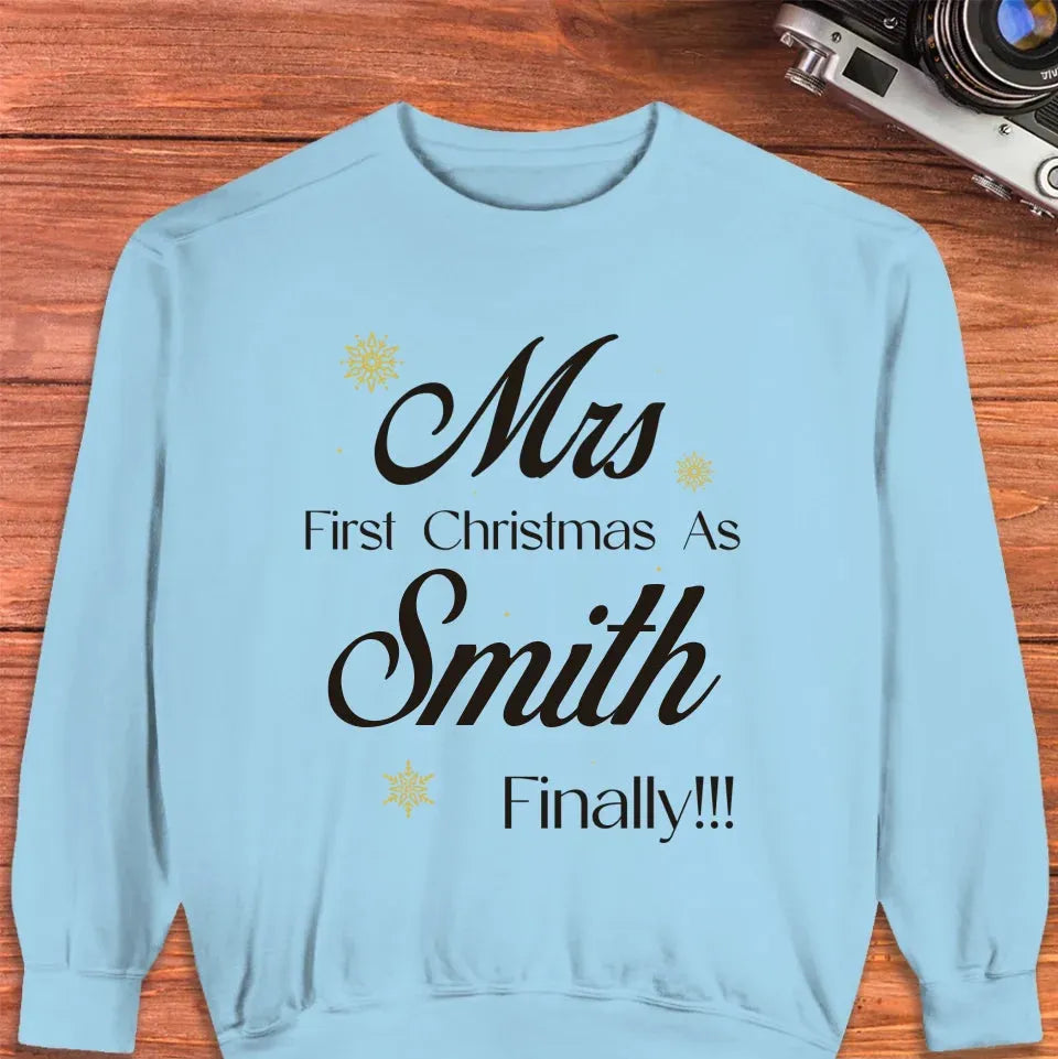 Our First Christmas - Custom Name - Personalized Gift For Couples - Unisex Sweater