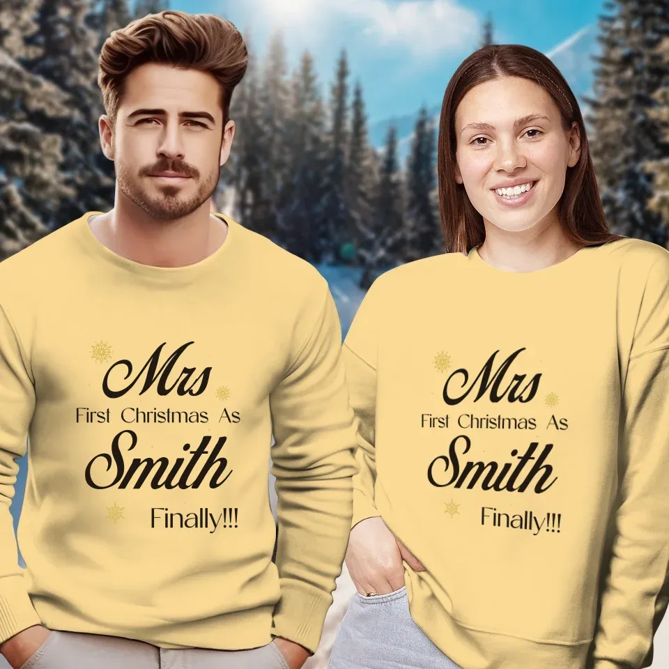 Our First Christmas - Custom Name - Personalized Gift For Couples - Unisex Sweater