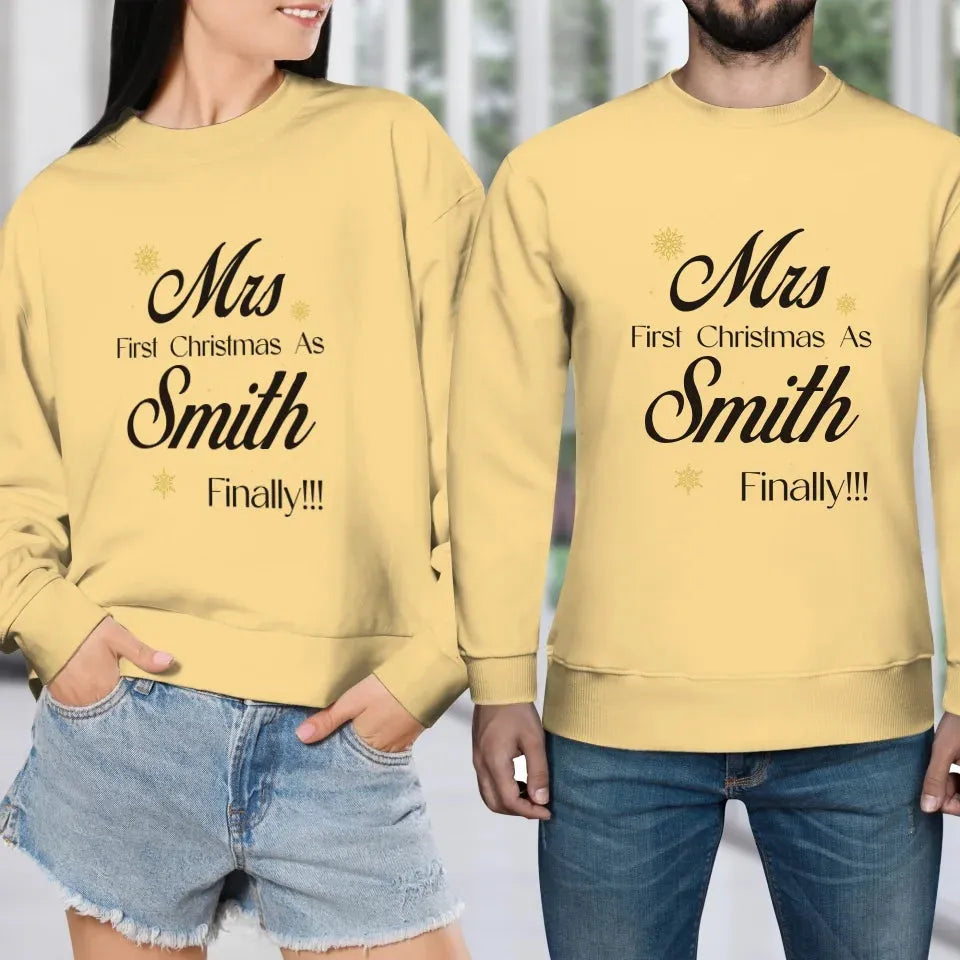 Our First Christmas - Custom Name - Personalized Gift For Couples - Unisex Sweater