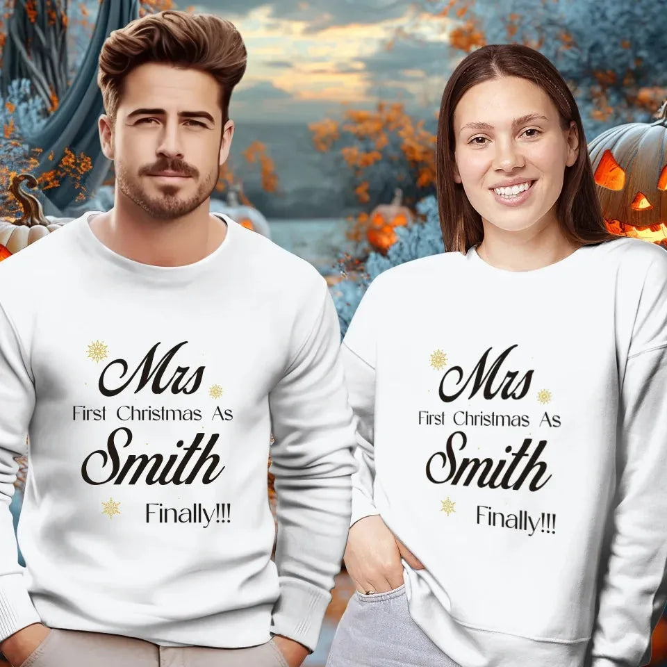 Our First Christmas - Custom Name - Personalized Gift For Couples - Unisex Sweater