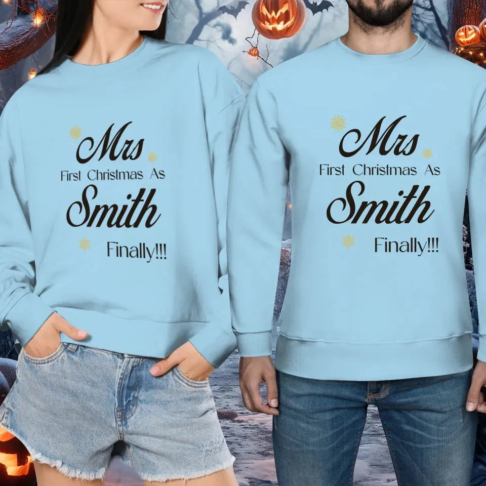 Our First Christmas - Custom Name - Personalized Gift For Couples - Unisex Sweater