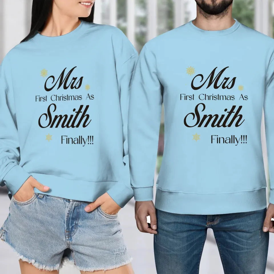 Our First Christmas - Custom Name - Personalized Gift For Couples - Unisex Sweater