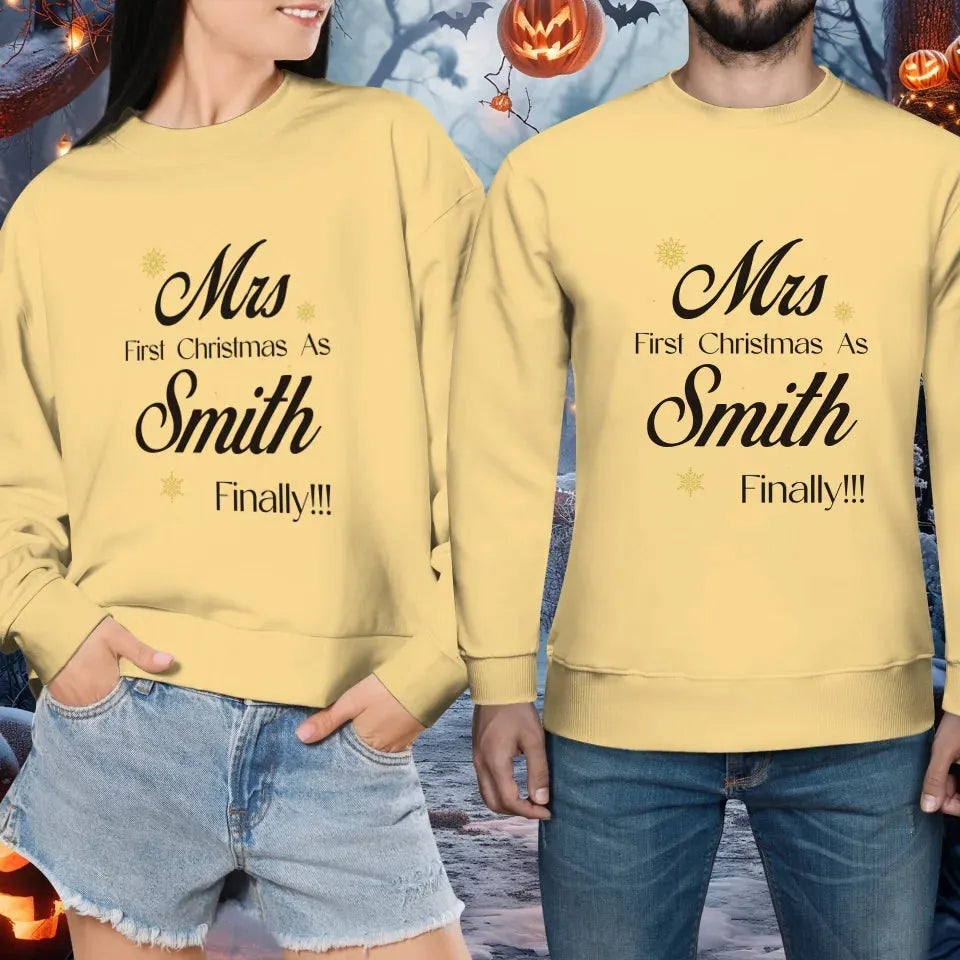 Our First Christmas - Custom Name - Personalized Gift For Couples - Unisex Sweater