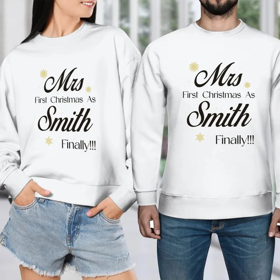 Our First Christmas - Custom Name - Personalized Gift For Couples - Unisex Sweater