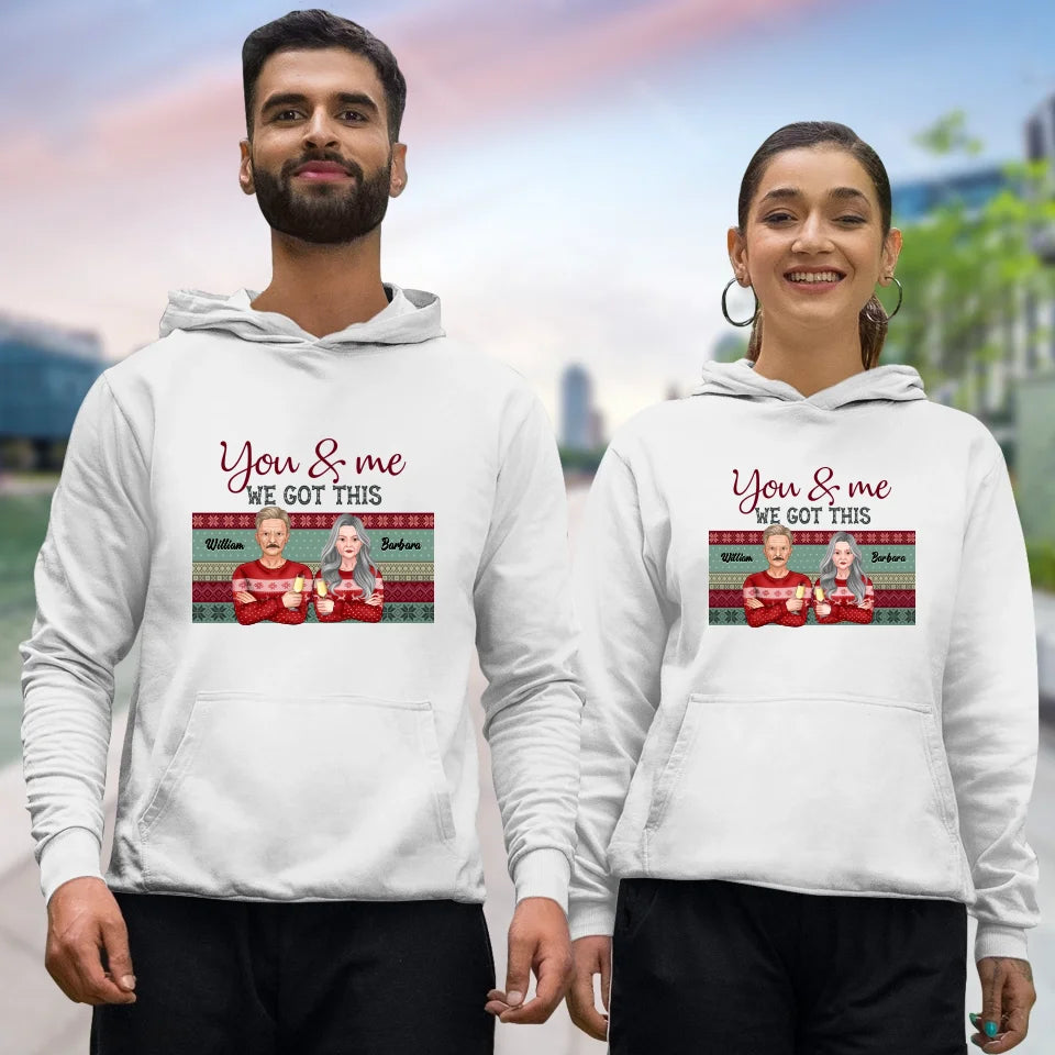 You And Me We Got This With Christmas Buffalo Plaid - Custom  Name - Personalized Gift For Couples - Unisex Hoodie