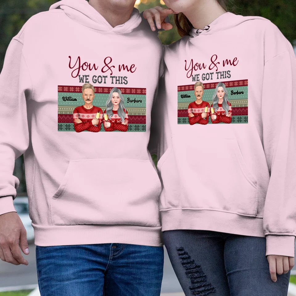 You And Me We Got This With Christmas Buffalo Plaid - Custom  Name - Personalized Gift For Couples - Unisex Hoodie