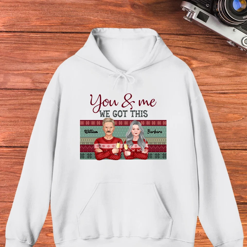 You And Me We Got This With Christmas Buffalo Plaid - Custom  Name - Personalized Gift For Couples - Unisex Hoodie