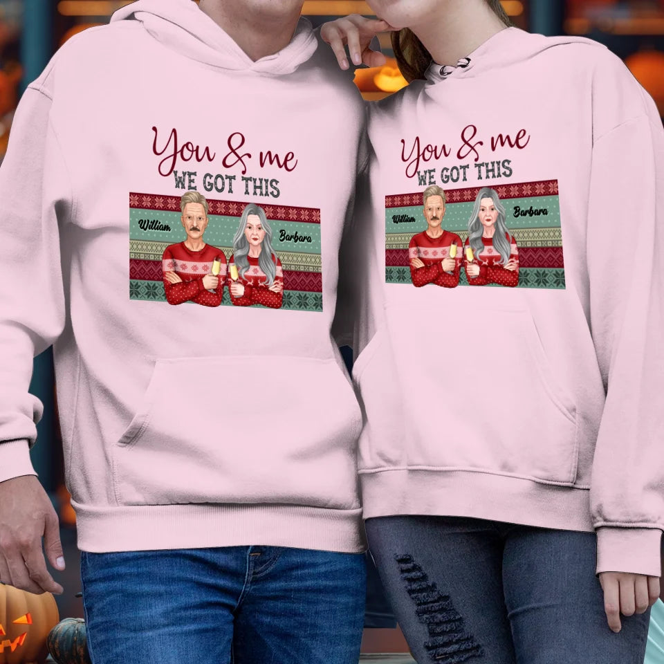 You And Me We Got This With Christmas Buffalo Plaid - Custom  Name - Personalized Gift For Couples - Unisex Hoodie