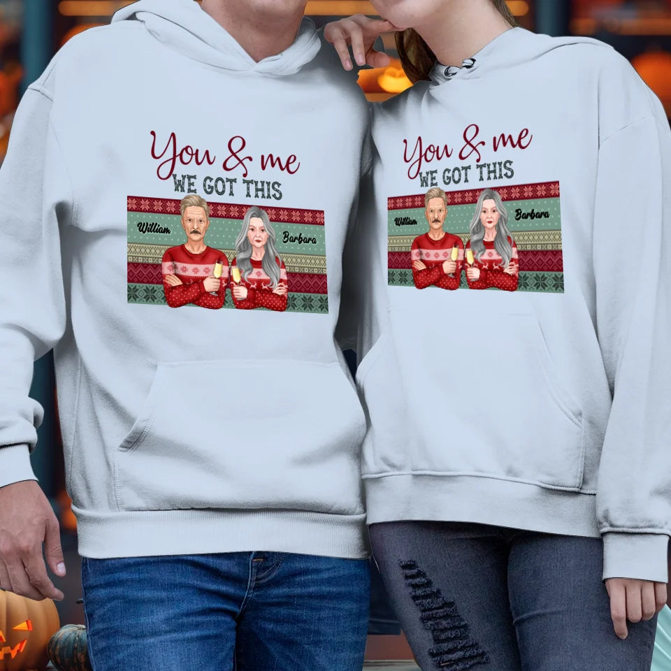 You And Me We Got This With Christmas Buffalo Plaid - Custom  Name - Personalized Gift For Couples - Unisex Hoodie