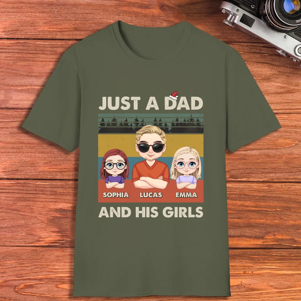 Just A Dad And His Girl - Custom Name - Personalized Gifts For Dad - T-Shirt