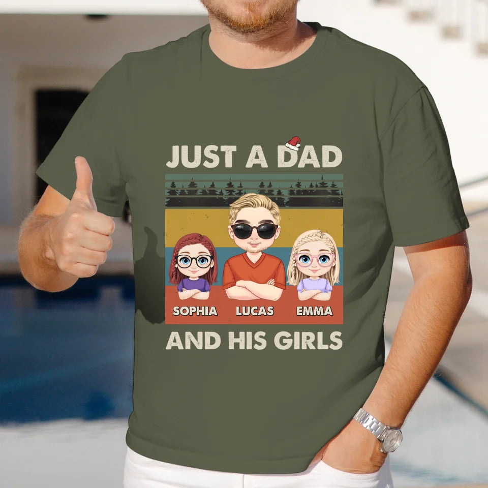 Just A Dad And His Girl - Custom Name - Personalized Gifts For Dad - T-Shirt