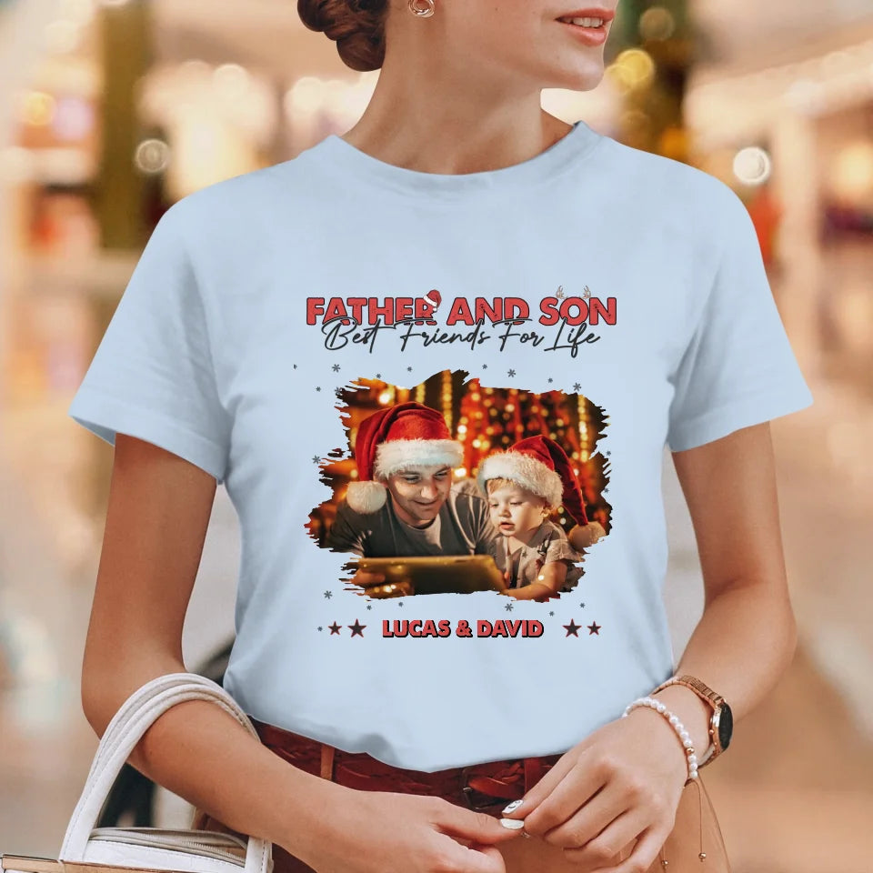 Father And Son Best Friend For Life - Custom Photo - Personalized Gifts For Dad - T-Shirt