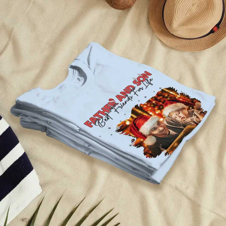 Father And Son Best Friend For Life - Custom Photo - Personalized Gifts For Dad - T-Shirt