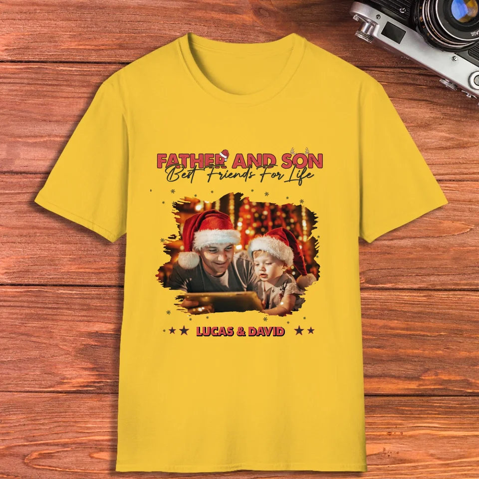 Father And Son Best Friend For Life - Custom Photo - Personalized Gifts For Dad - T-Shirt