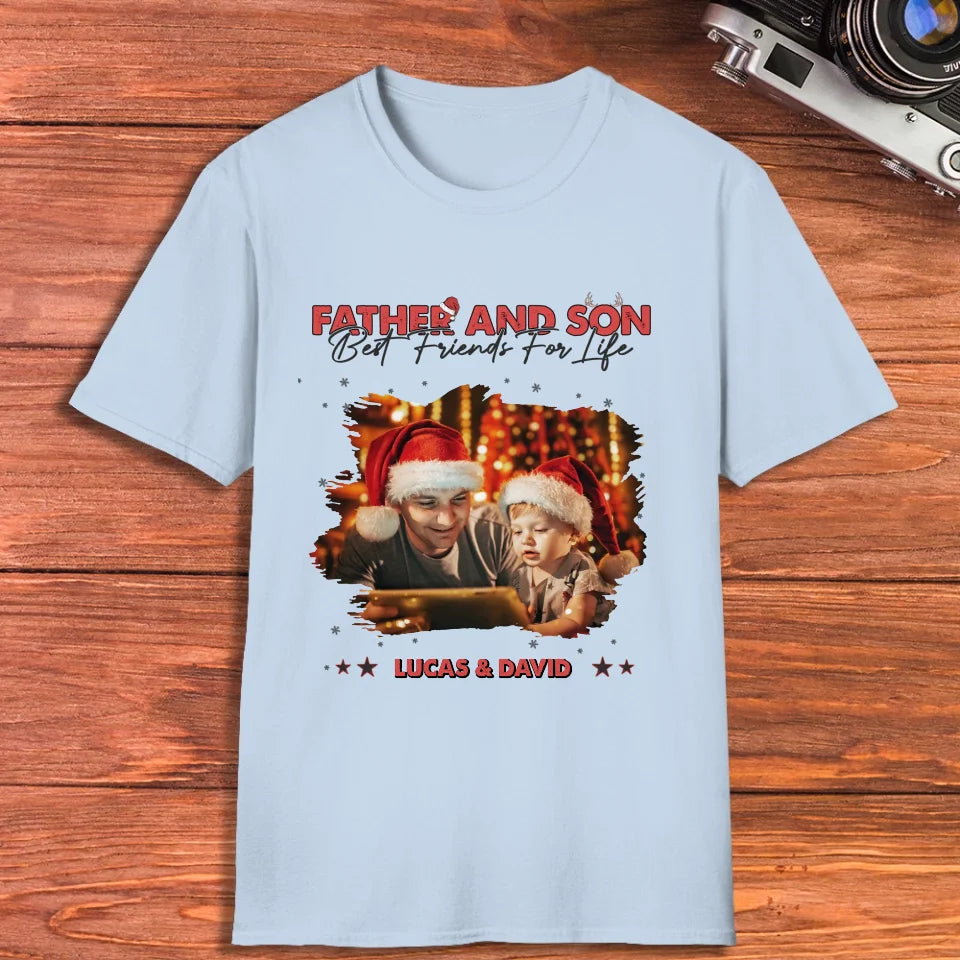 Father And Son Best Friend For Life - Custom Photo - Personalized Gifts For Dad - T-Shirt