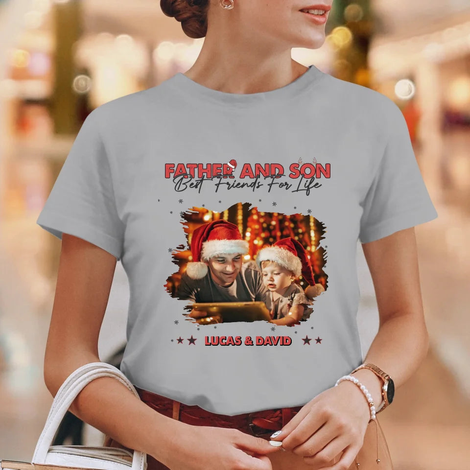 Father And Son Best Friend For Life - Custom Photo - Personalized Gifts For Dad - T-Shirt