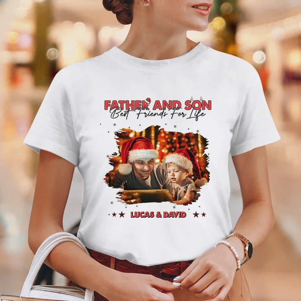 Father And Son Best Friend For Life - Custom Photo - Personalized Gifts For Dad - T-Shirt