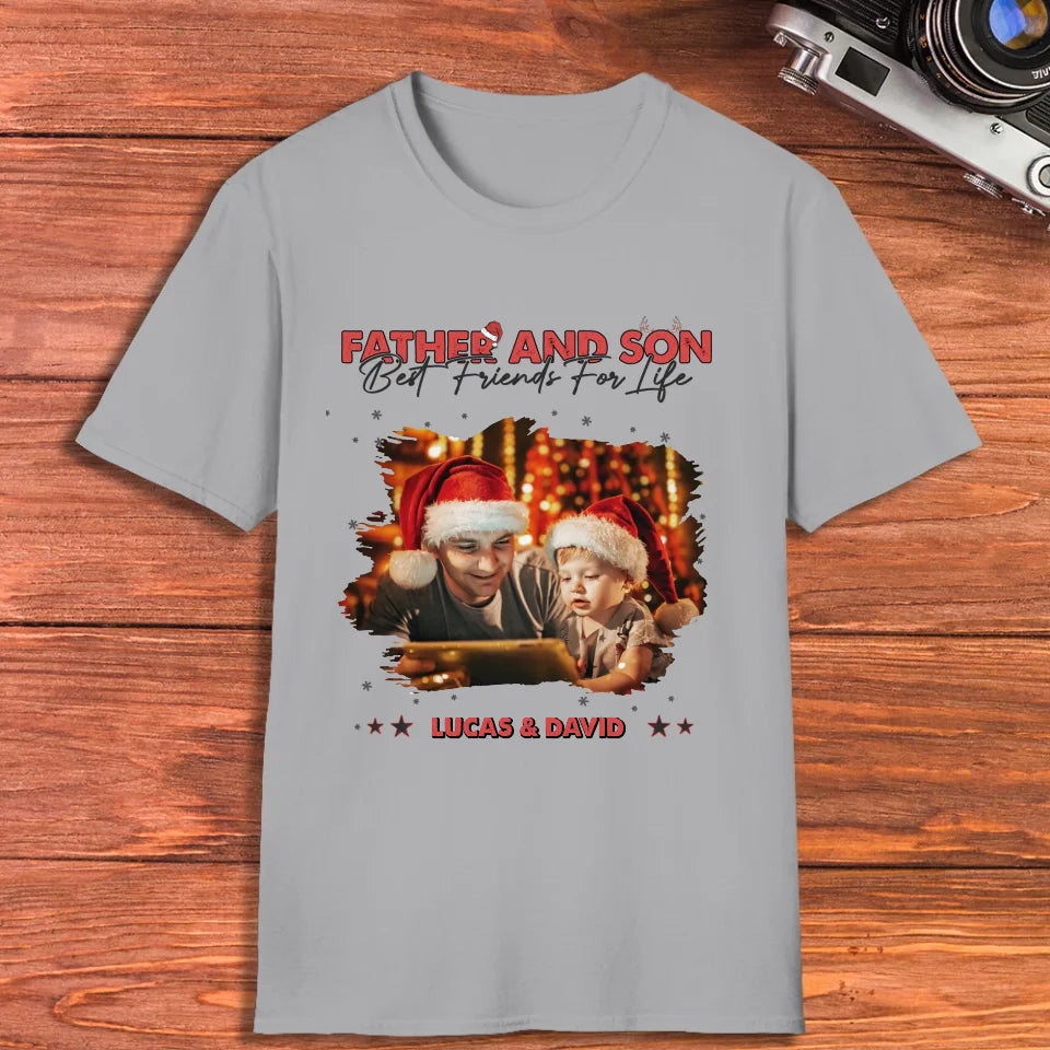 Father And Son Best Friend For Life - Custom Photo - Personalized Gifts For Dad - T-Shirt