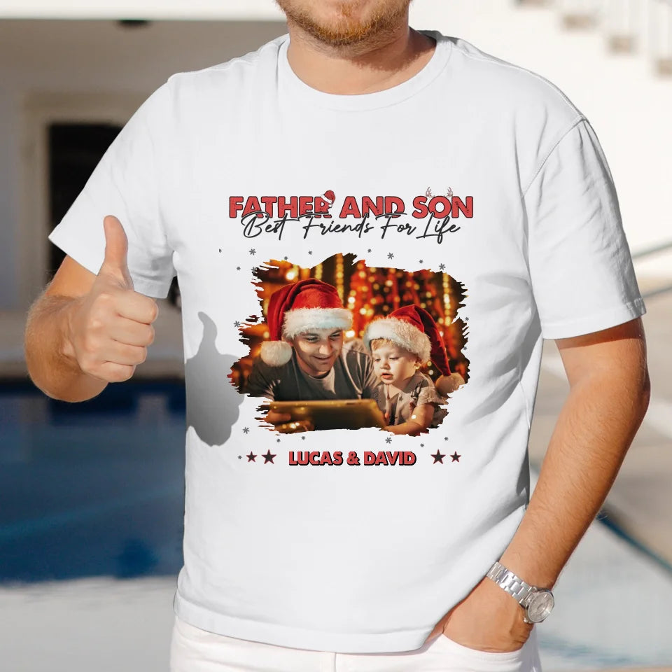 Father And Son Best Friend For Life - Custom Photo - Personalized Gifts For Dad - T-Shirt