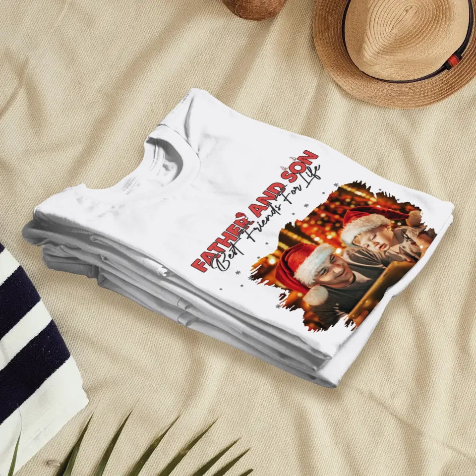 Father And Son Best Friend For Life - Custom Photo - Personalized Gifts For Dad - T-Shirt