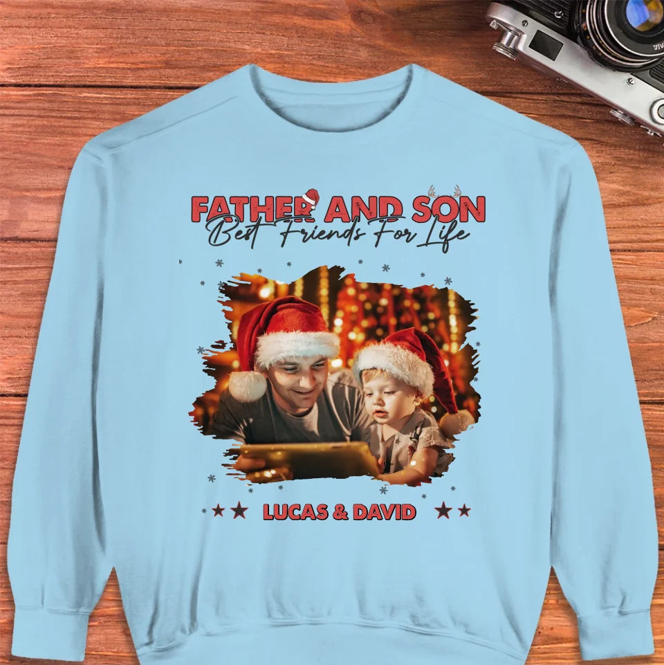 Father And Son Best Friend For Life - Custom Photo - Personalized Gifts For Dad - T-Shirt