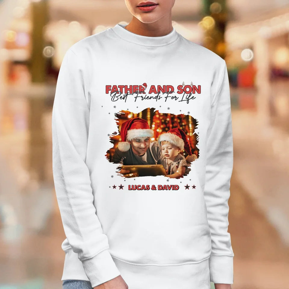 Father And Son Best Friend For Life - Custom Photo - Personalized Gifts For Dad - Sweater