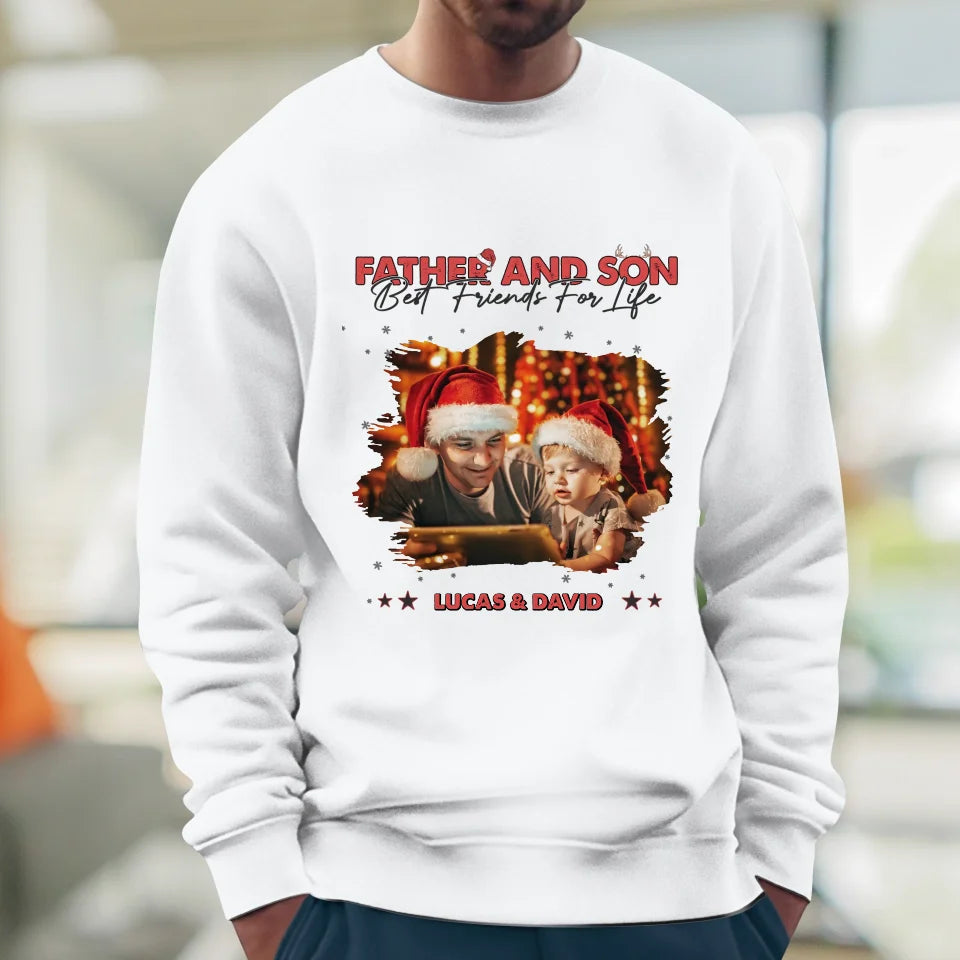 Father And Son Best Friend For Life - Custom Photo - Personalized Gifts For Dad - Sweater