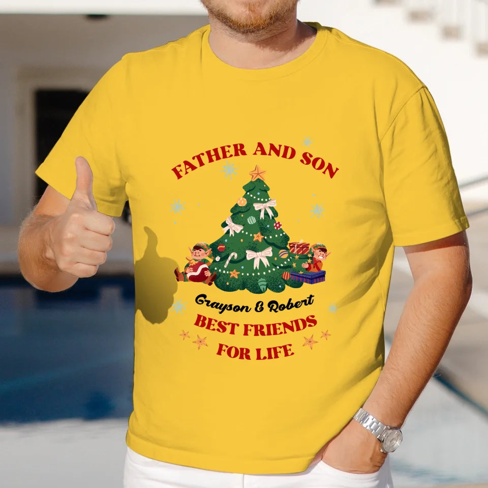 Father And Son - Custom Name - Personalized Gifts For Dad - T-Shirt