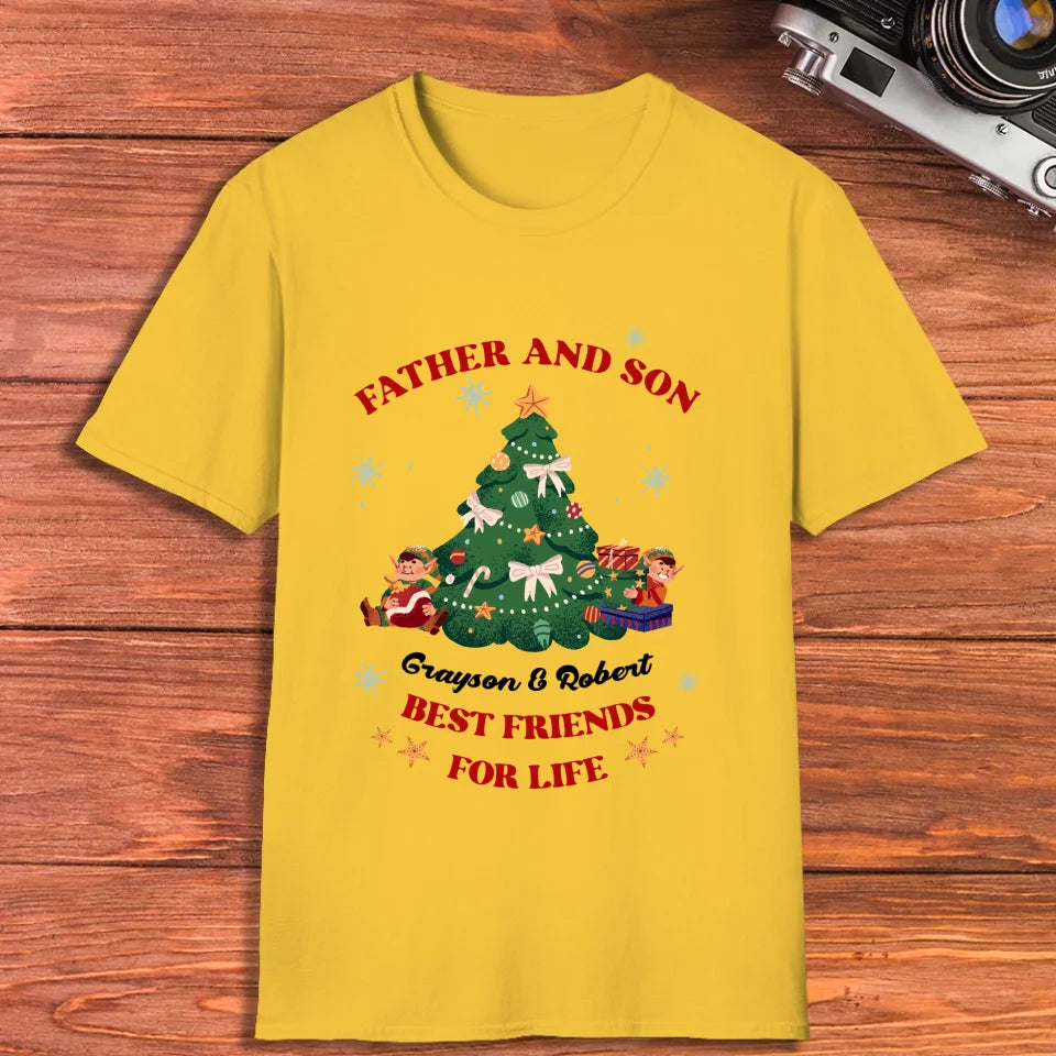 Father And Son - Custom Name - Personalized Gifts For Dad - T-Shirt