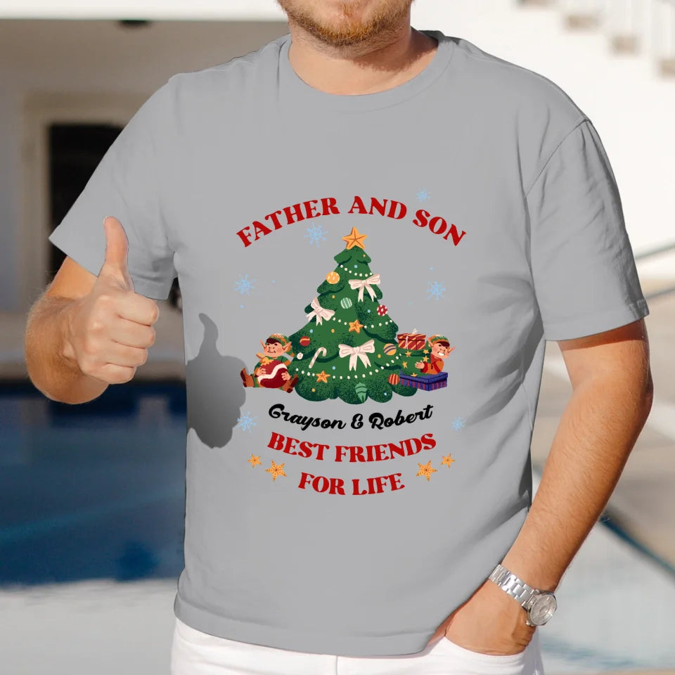 Father And Son - Custom Name - Personalized Gifts For Dad - T-Shirt