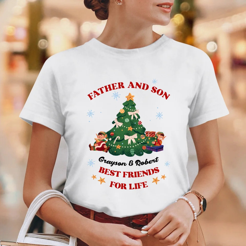 Father And Son - Custom Name - Personalized Gifts For Dad - T-Shirt