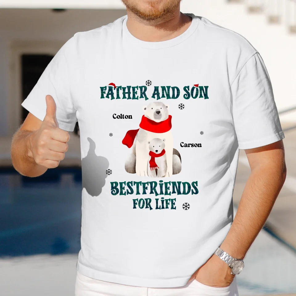 Father And Son Polar Bear - Custom Name - Personalized Gifts For Dad - T-Shirt