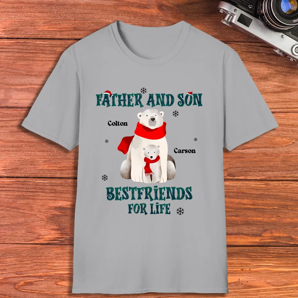 Father And Son Polar Bear - Custom Name - Personalized Gifts For Dad - T-Shirt