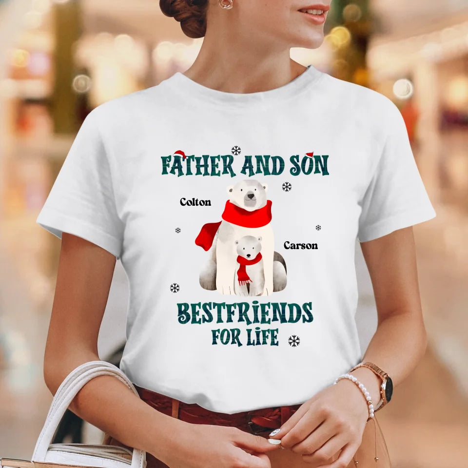 Father And Son Polar Bear - Custom Name - Personalized Gifts For Dad - T-Shirt