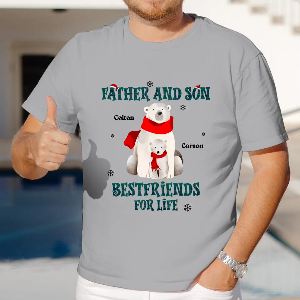 Father And Son Polar Bear - Custom Name - Personalized Gifts For Dad - T-Shirt