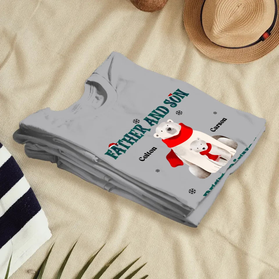 Father And Son Polar Bear - Custom Name - Personalized Gifts For Dad - T-Shirt