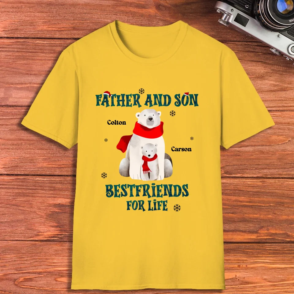 Father And Son Polar Bear - Custom Name - Personalized Gifts For Dad - T-Shirt