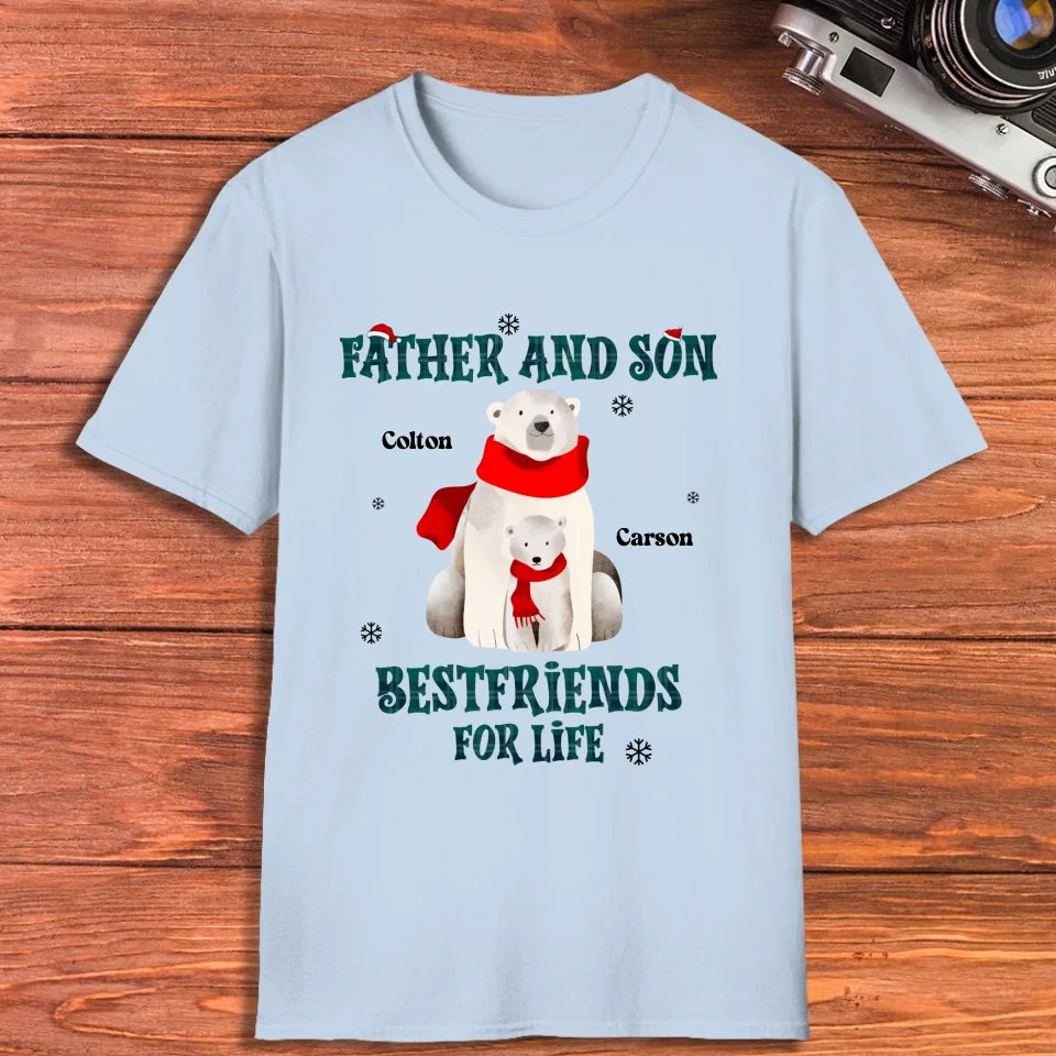 Father And Son Polar Bear - Custom Name - Personalized Gifts For Dad - T-Shirt