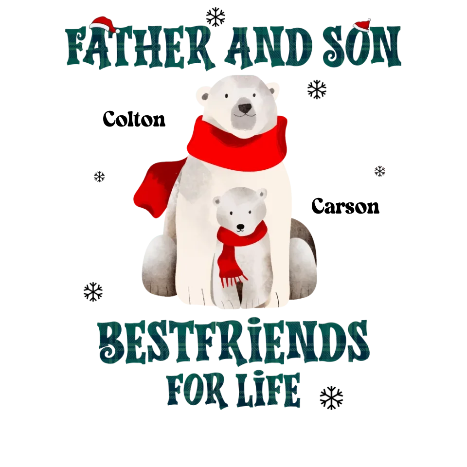 Father And Son Polar Bear - Custom Name - Personalized Gifts For Dad - T-Shirt