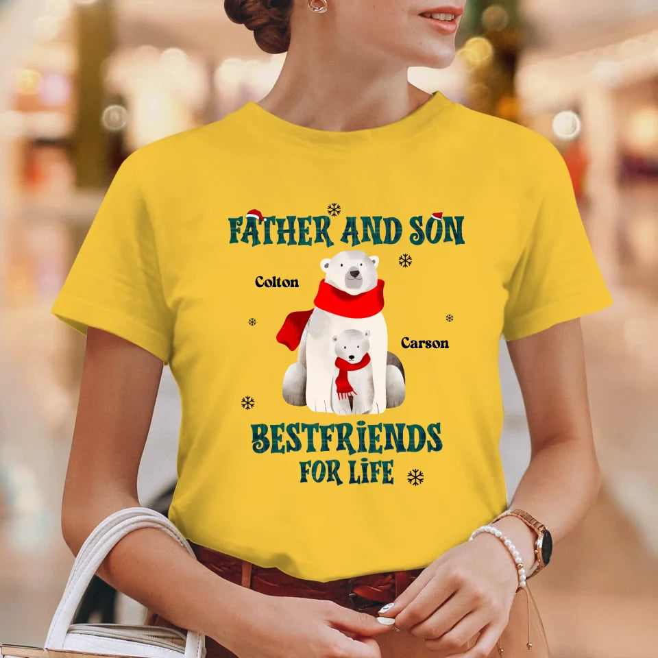 Father And Son Polar Bear - Custom Name - Personalized Gifts For Dad - T-Shirt