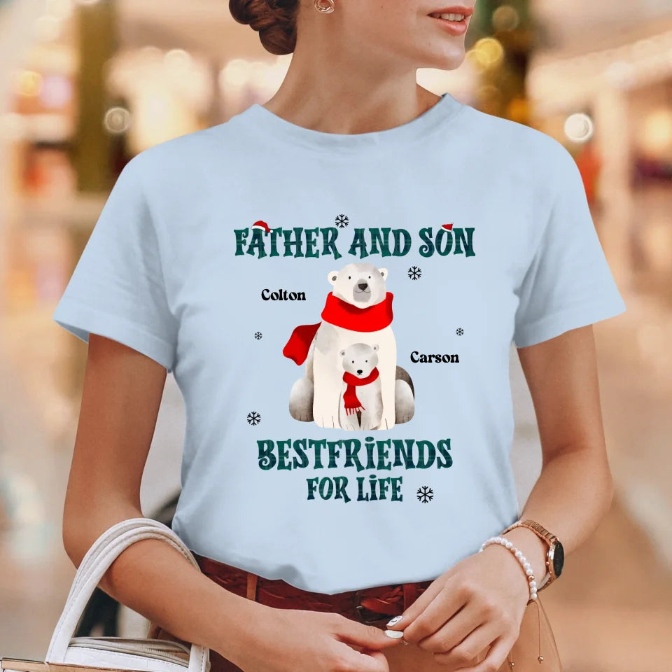 Father And Son Polar Bear - Custom Name - Personalized Gifts For Dad - T-Shirt