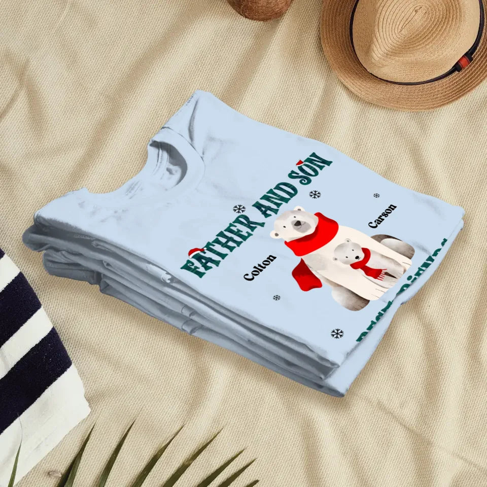 Father And Son Polar Bear - Custom Name - Personalized Gifts For Dad - T-Shirt