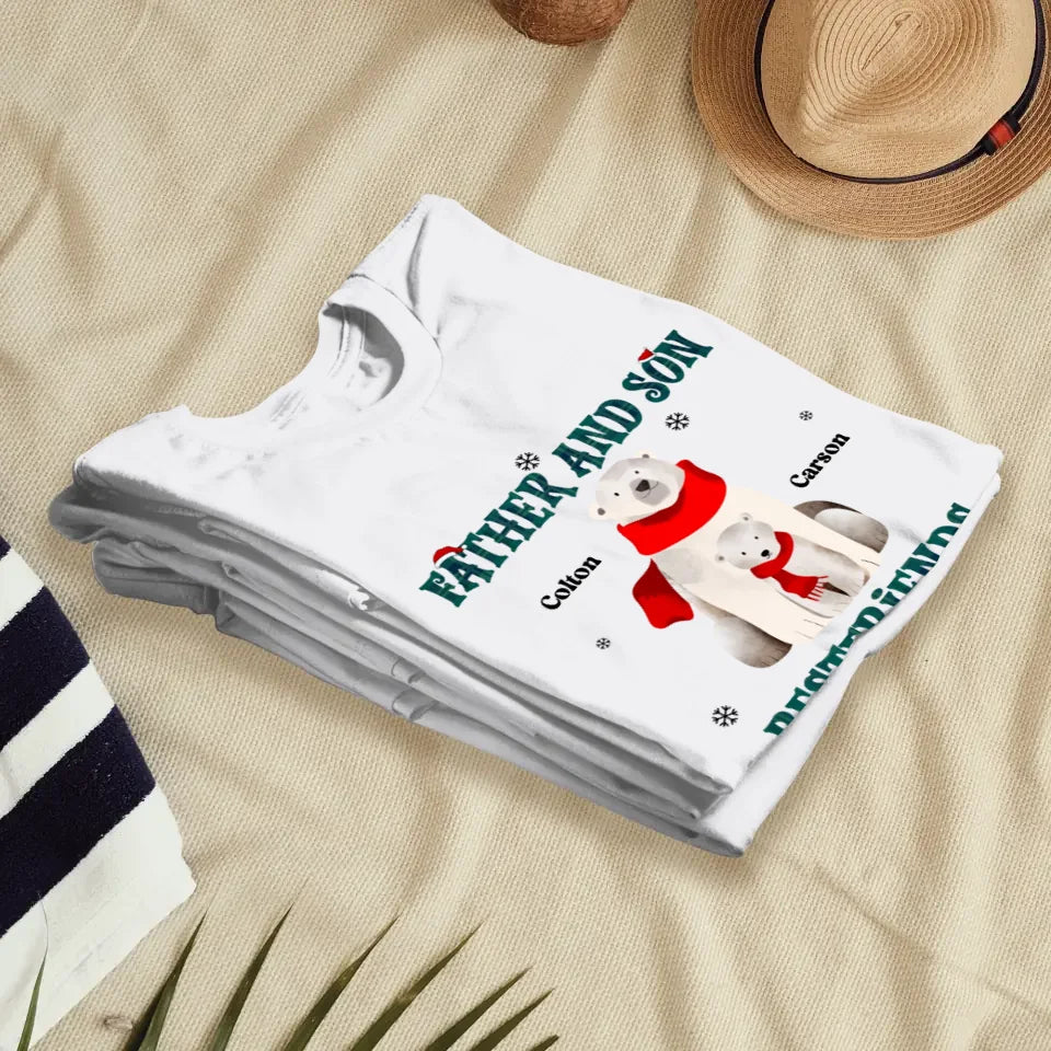 Father And Son Polar Bear - Custom Name - Personalized Gifts For Dad - T-Shirt