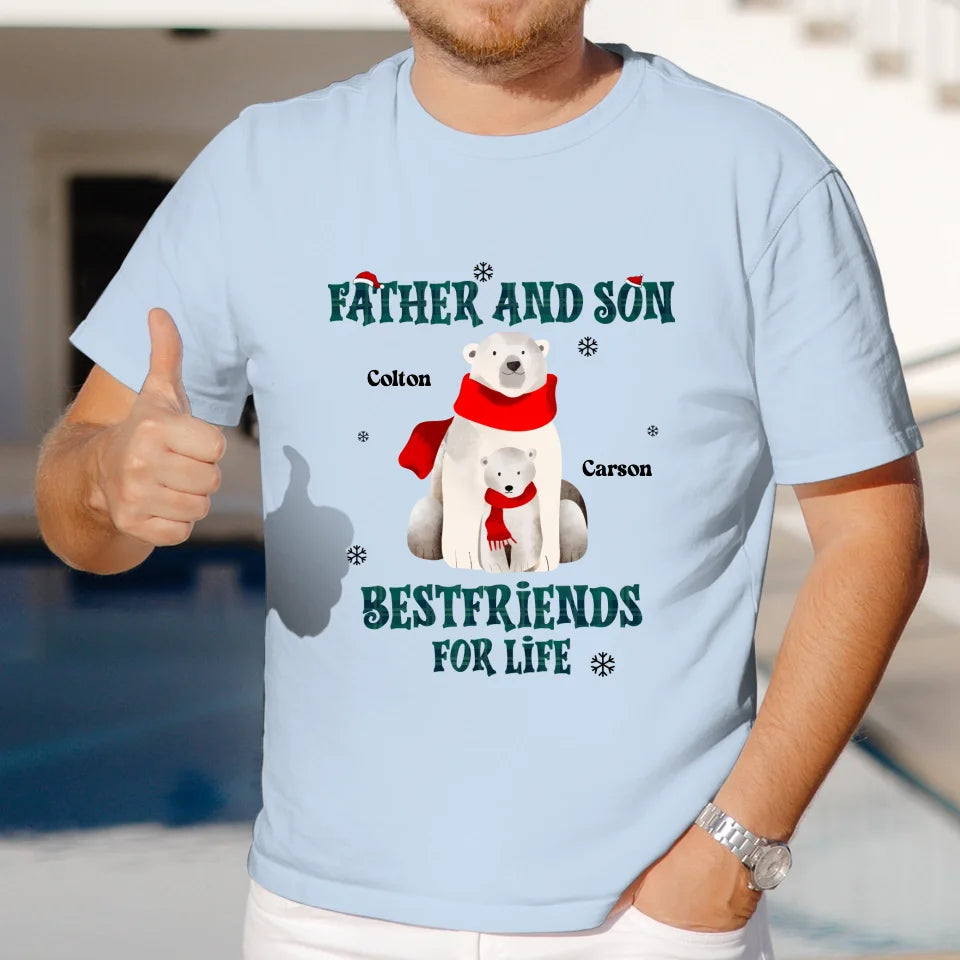 Father And Son Polar Bear - Custom Name - Personalized Gifts For Dad - T-Shirt