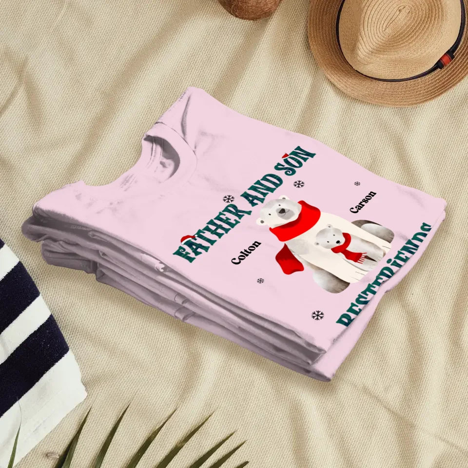 Father And Son Polar Bear - Custom Name - Personalized Gifts For Dad - T-Shirt