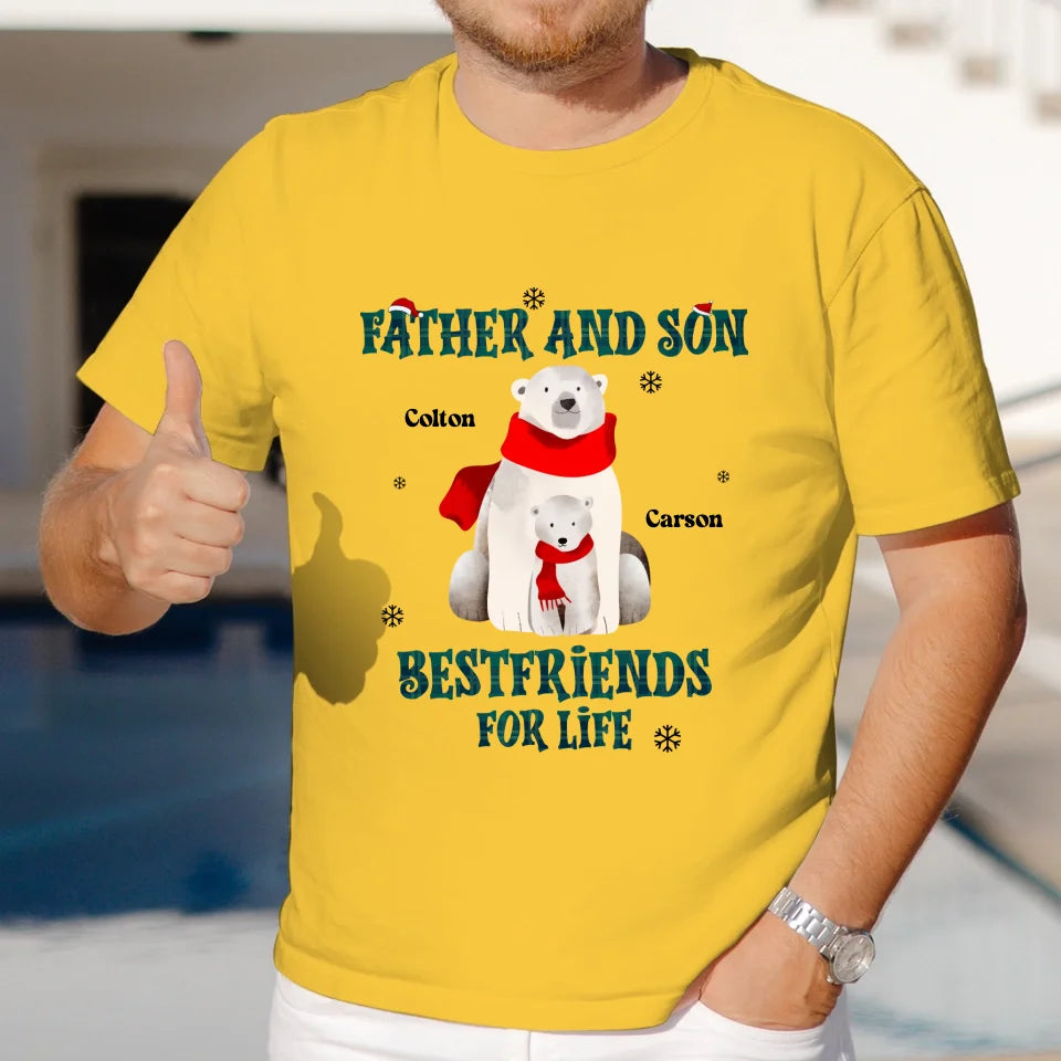 Father And Son Polar Bear - Custom Name - Personalized Gifts For Dad - T-Shirt