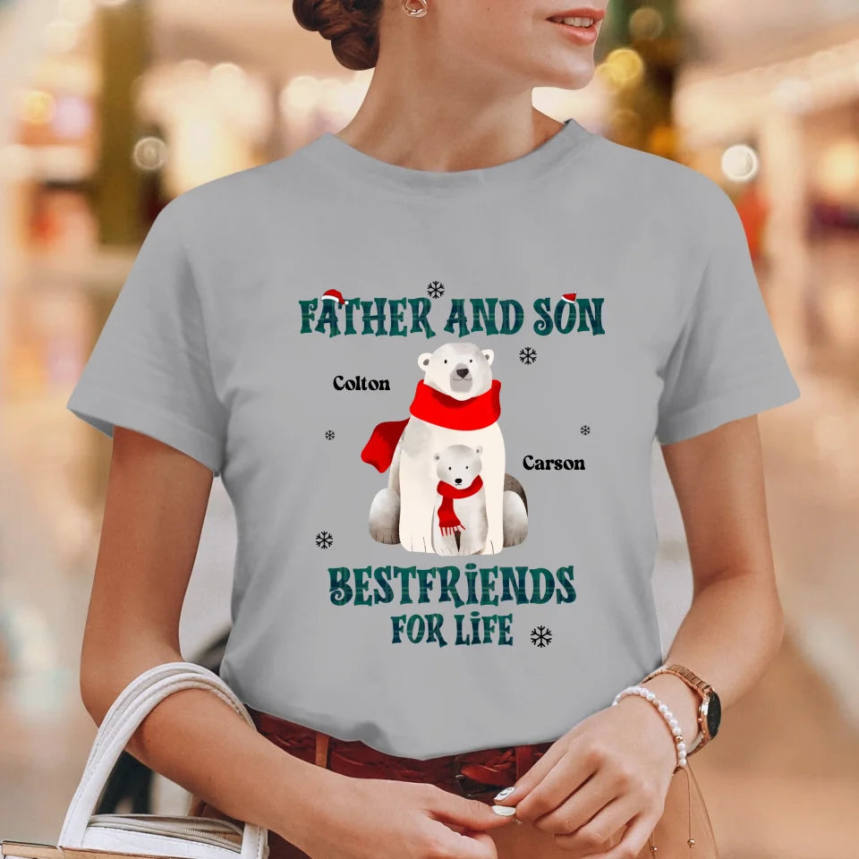 Father And Son Polar Bear - Custom Name - Personalized Gifts For Dad - T-Shirt