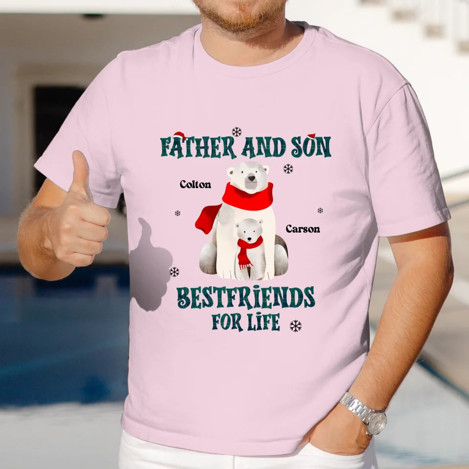 Father And Son Polar Bear - Custom Name - Personalized Gifts For Dad - T-Shirt